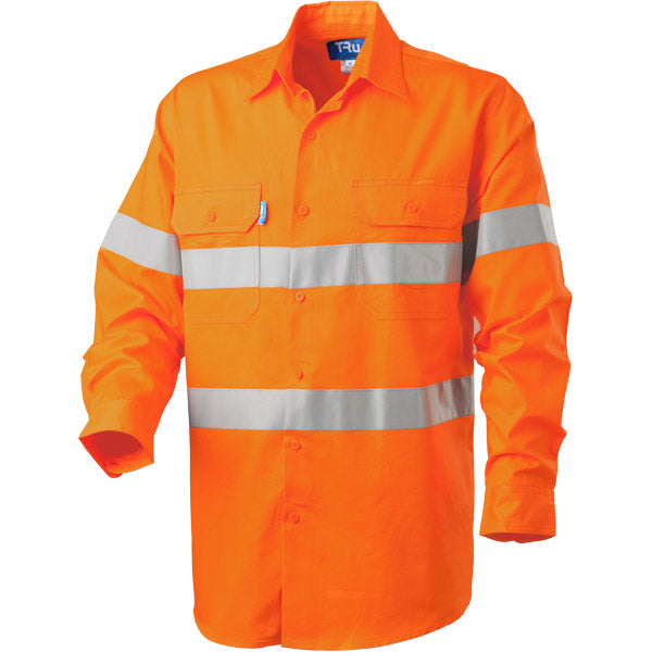 Shirt L/S Cotton Drill with 3M Two Hoop Reflective Tape VERTICAL Cooling Vents