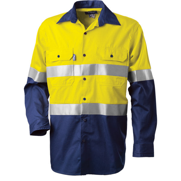 Shirt L/S Two Tone Cotton Drill with 3M Two Hoop Reflective Tape HORIZONTAL Cooling Vents