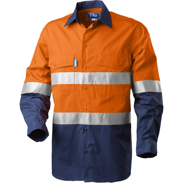 Shirt Cool Performance L/S Two Tone Cotton Rip-Stop 3M Two Hoop Reflective Tape HORIZONTAL Cooling Vents