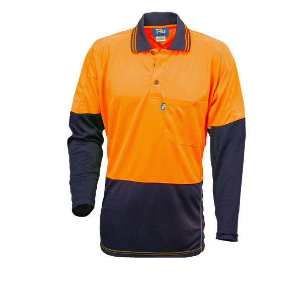 Shirt 175gsm Micromesh Polyester Hi Vis Polo Long Sleeve 2 Tone