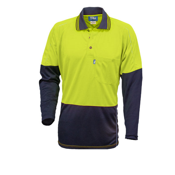Shirt 175gsm Micromesh Polyester Hi Vis Polo Long Sleeve 2 Tone