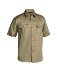 COTTON DRILL WORK SHIRT- SHORT SLEEVE