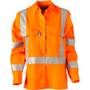 Shirt Lightweight Womens L/S Cotton Drill with NSW Rail Compliant X Pattern TruRT Perf Reflective Tape, HORIZONTAL Cooling Vents