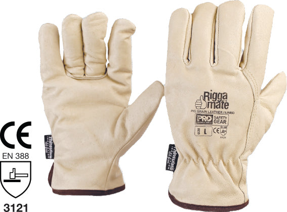 Pig Grain Leather Rigger Beige, 3M Thinsulate Lined