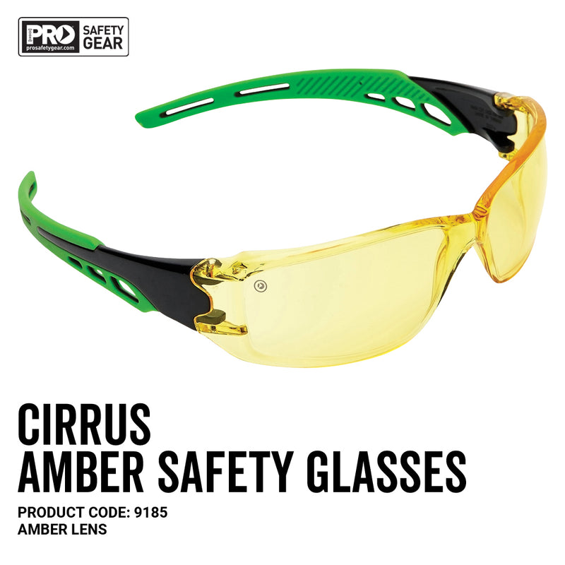 CIRRUS - Amber Polycarbonate Frame with Soft Green Arms