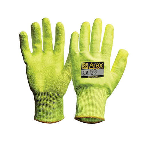 ARAX Gold Hi-Vis Yellow ARAX Liner with Hi-Vis Yellow PU Dip Palm