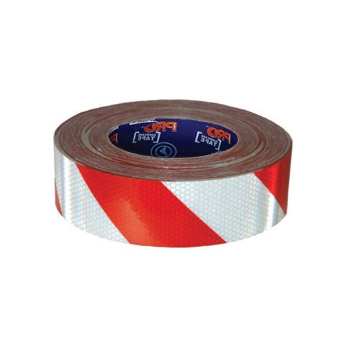 Hazard Tape Red & White Self Adhesive Reflective