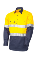 Shirt Closed Front Two Tone Cotton Drill, Full Gusset Sleeve with 3M Two Hoop Reflective Tape HORIZONTAL Cooling Vents