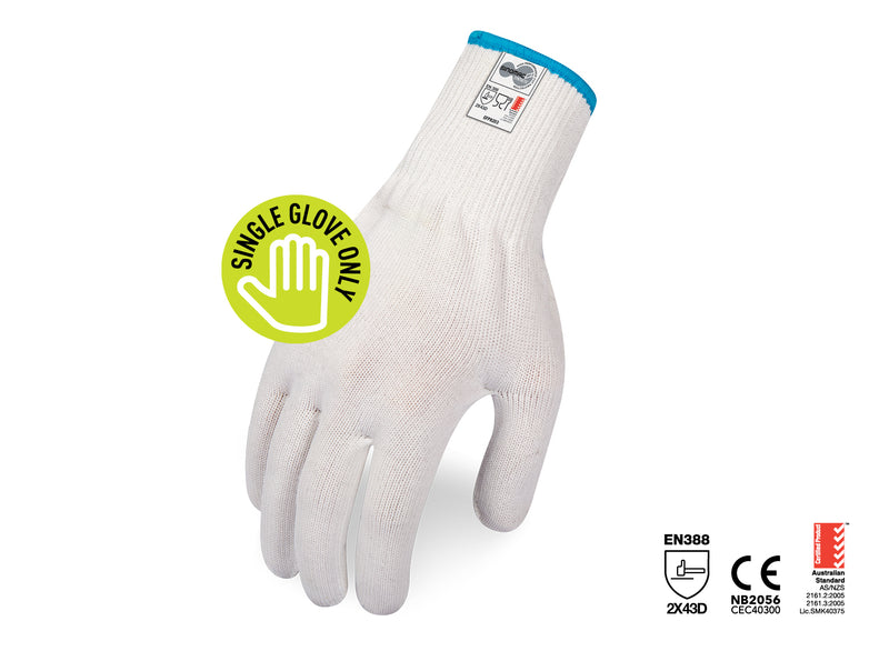 Force360 Cut 5 White Food 13 gauge Glove