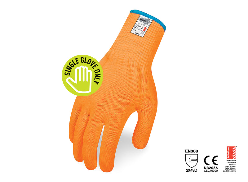 Force360 Cut 5 Hi-Vis Orange Food 13 gauge Glove