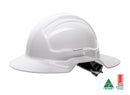 Force360 Broad Brim Hard Hat, Non-Vented, 6 Point Ratchet Harness, Type 1