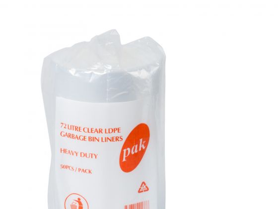 Bin Liner 72L Clear Roll LDPE X-Heavy-Duty