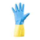 Gloves Flocklined Neoprene Chemical Resistant BLUE & YELLOW range (S, M, L, XL)