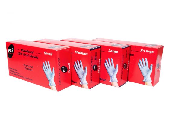 Gloves Vinyl Powdered BLUE range (S,M,L,XL)