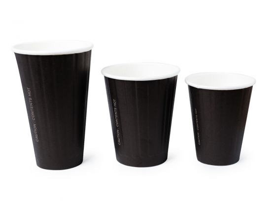 Coffee Cup 'BLACK' Dual Panel range (8OZ, 12OZ, 16OZ)